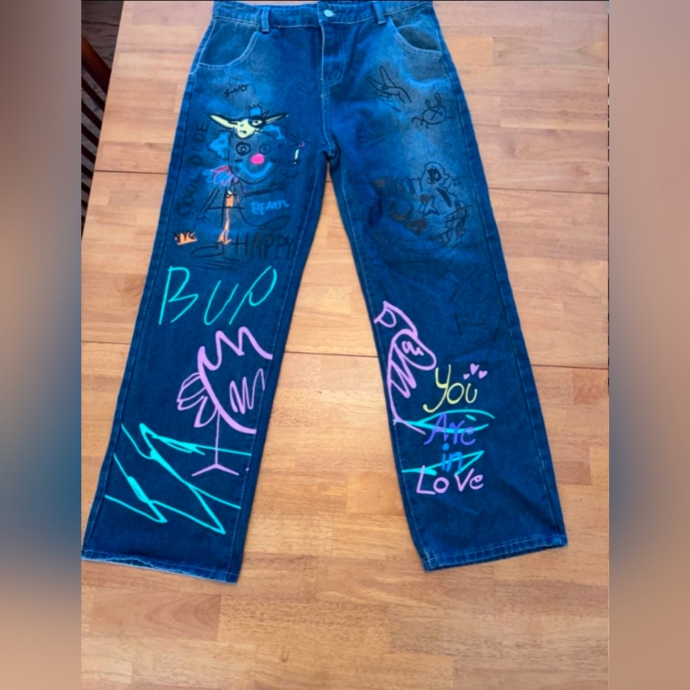 Colorful Graphic Men's Jeans 32"